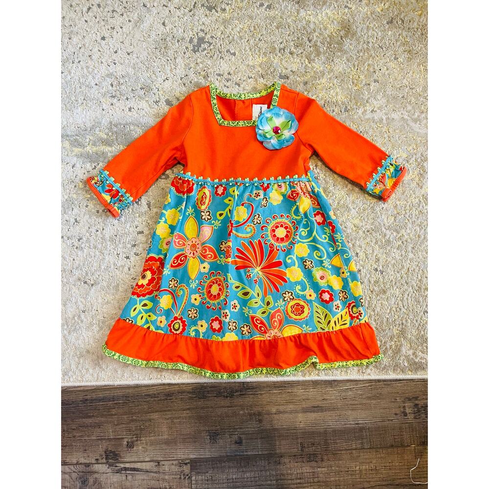 4T orange floral dress